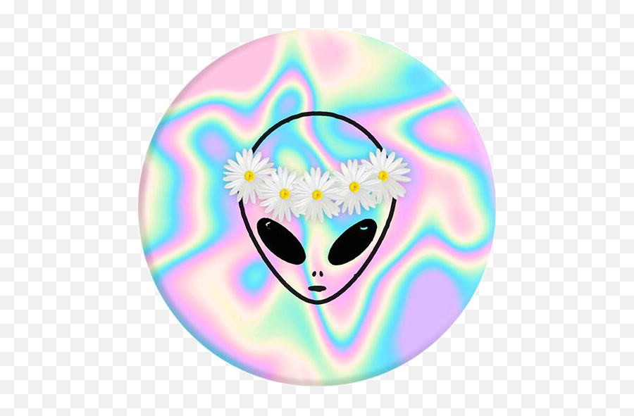 Marble Galaxy Alien Sticker - Dot Emoji,Alien Emoji With Flower Crown