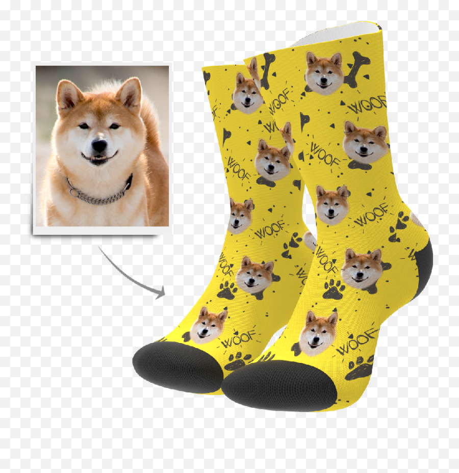 Custom Woof Dog Socks - Chaussette Personnalisé Chien Emoji,Dog Blowing Heart Emoji