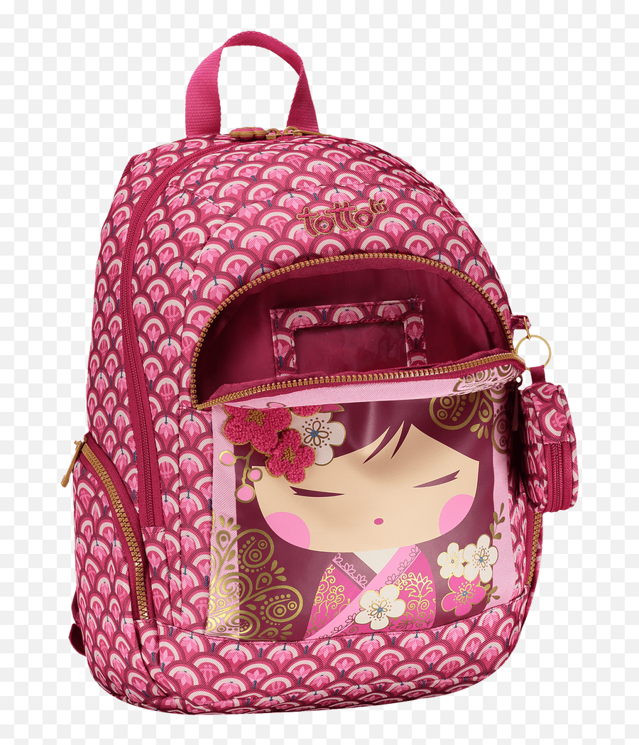 Mochila Para Niña Kokeshi M - Kokeshiestampado Bolso Totto Japonesa Emoji,Mochila Escolar Dos Emotions