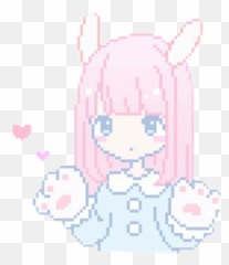 Girl Cute Kawaii Pink Pastel Sticker - Transparent Pink Cute Pixel Emoji,Small Pixel Emojis Tumblr