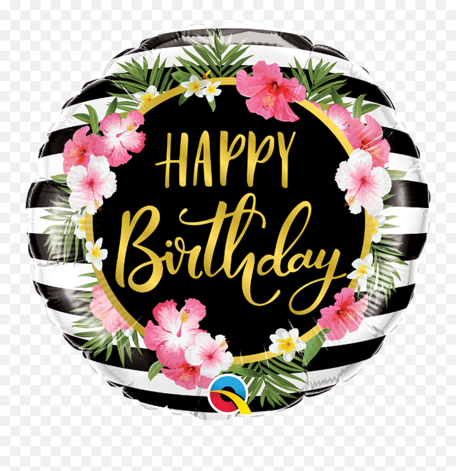 Palloncino Mylar Happy Birthday Hibiscus - Elegant Happy Birthday Emoji,Birthday Emoticons