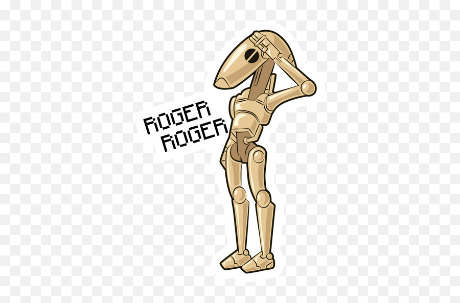 Star Wars Battle Droid Roger Sticker - Sticker Mania Roger Roger Star Wars Emoji,Star Wars Emoji Yoda