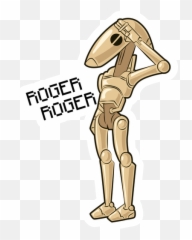 Star Wars Battle Droid Roger Sticker - Sticker Mania Roger Roger Star Wars Emoji,Star Wars Emoji Yoda