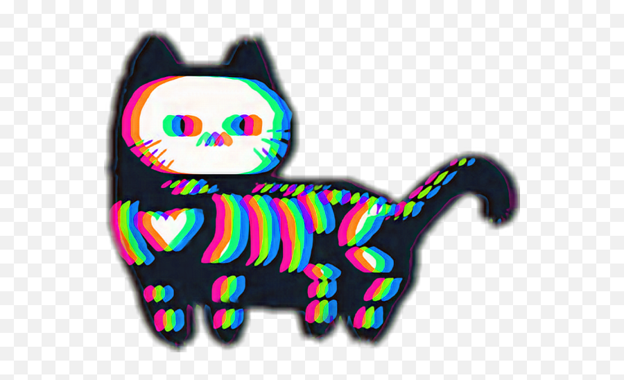 Halloween Cat Skeleton Sticker By Deirdre Jill Scott - Transparent Glitch Cat Emoji,Halloween Cat Emoji