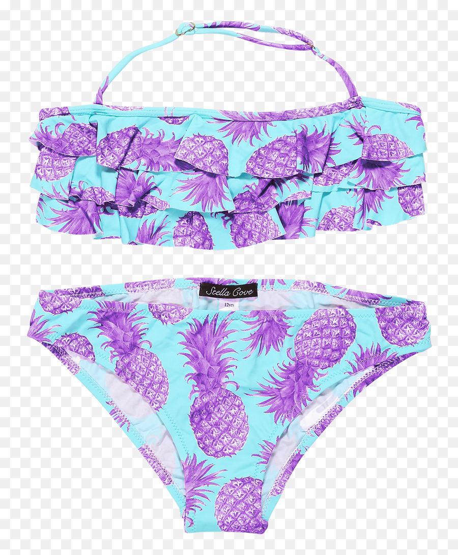 Olivia Shirley - Blue Bikini With Purple Pineapple Print Emoji,Target Girls Emoji Bathing Suit