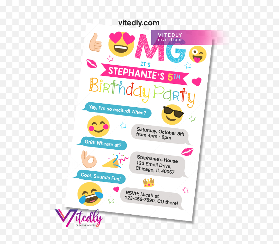 Emoji Invitation Emoji Invite Emoji Birthday Party Invitation - Happy,Birthday Emoji