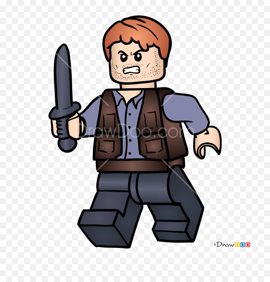 How To Draw Owen Grady Lego Jurassic World - Lego Jurassic World Owen Grady Emoji,Pig Knife Emoji