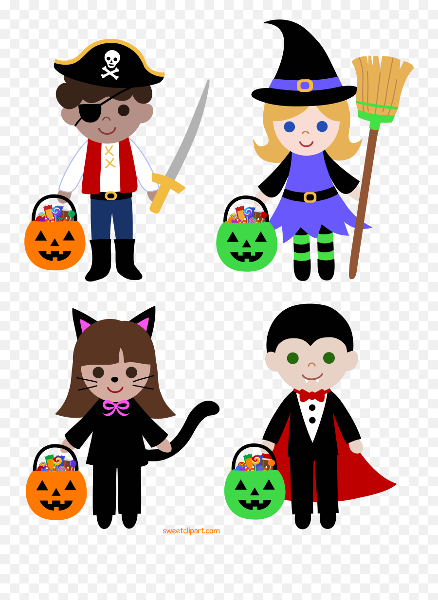 Sweet Clip Art - Cute Free Clip Art And Coloring Pages Transparent Trick Or Treat Clipart Emoji,Hawlloween Emoticons For Facebook