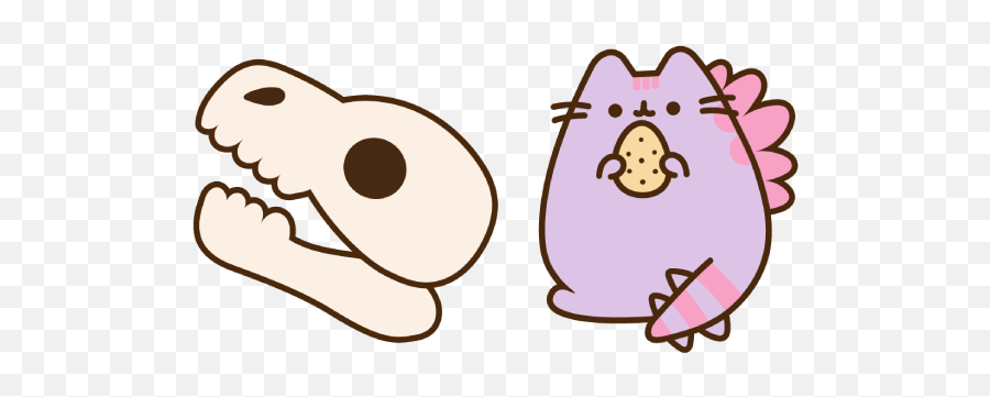 Pusheen Dinosheen Skull Cursor - Happy Emoji,Pusheen Cats Emotions Pjs