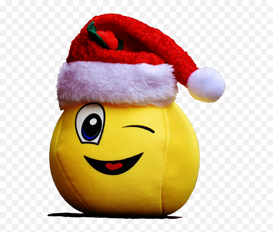 Christmas Smiley Funny Laugh Wink Santa Hat - Christmas Smiley With Christmas Hat Emoji,Santa Hat Emoji