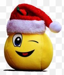 Christmas Smiley Funny Laugh Wink Santa Hat - Christmas Smiley With Christmas Hat Emoji,Santa Hat Emoji