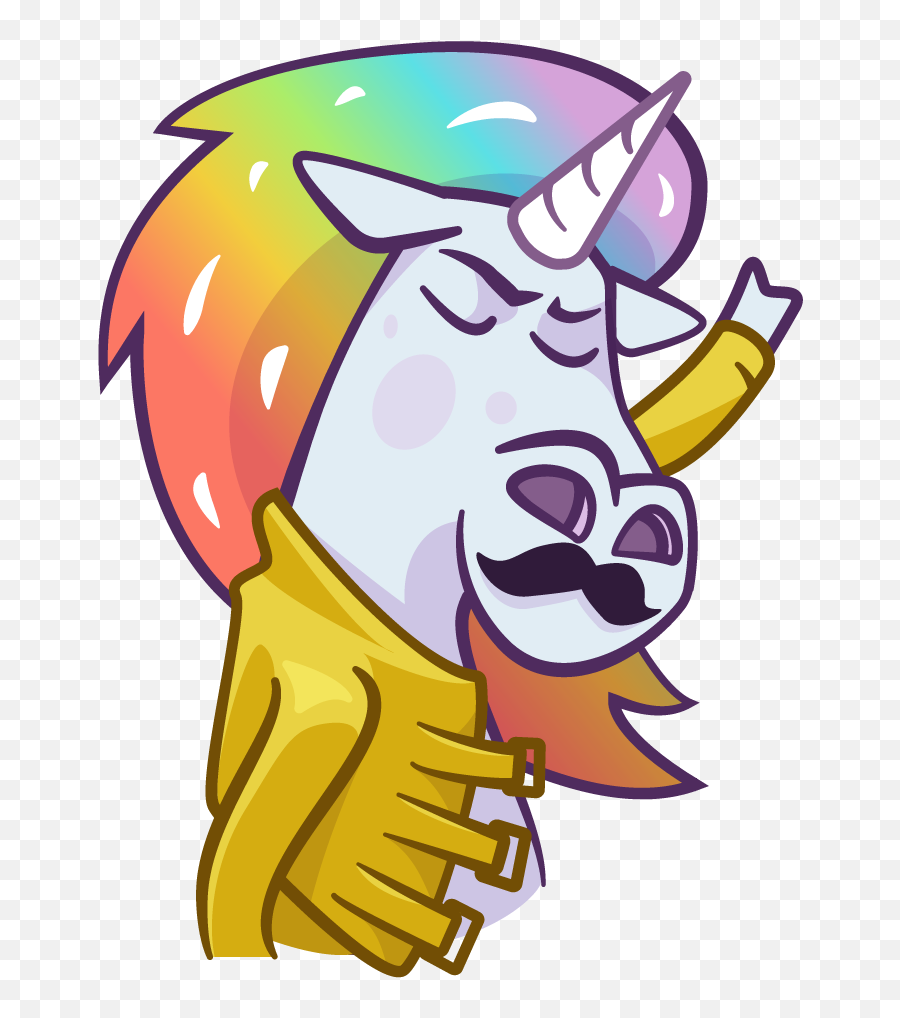 Uniquely Unicorn Raising His Fist In A Freddie Mercury - Freddie Mercury Unicorn Emoji,Mercury Emoji