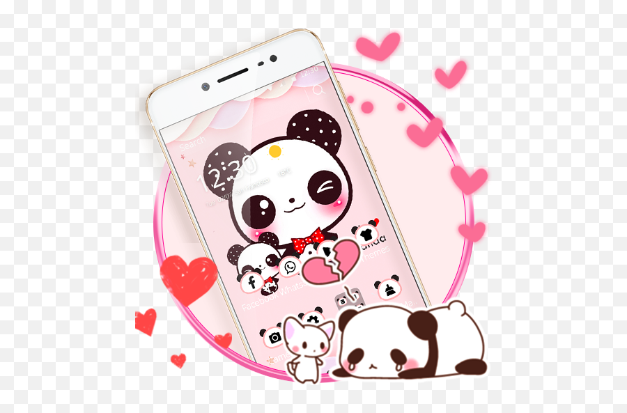 Pink Cute Panda Lovely Theme - Android The App Store Kumpulan Gambar Panda Lucu Pink Emoji,Emoticon Lucu Untuk Android