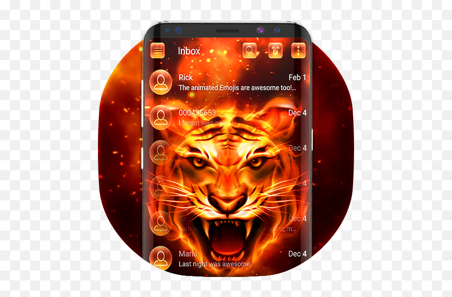 Fire Tiger Sms 1201 Apk Download - Commessengersmstheme Tiger With Fire Logo Emoji,Emojis For Moto Z3