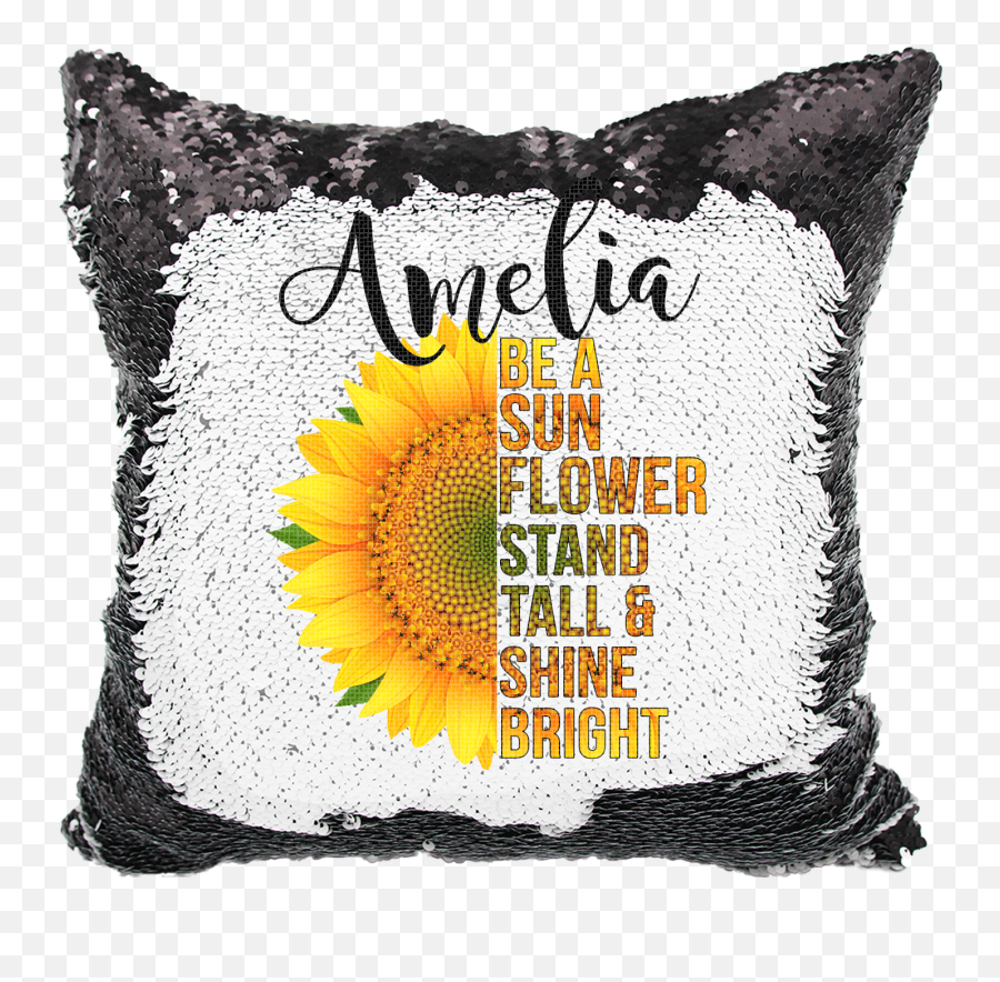 Handmade Personalized Be A Sunflower Quote Reversible Sequin Pillow Case - Pillow Emoji,Full Hearts And Flower Emojis