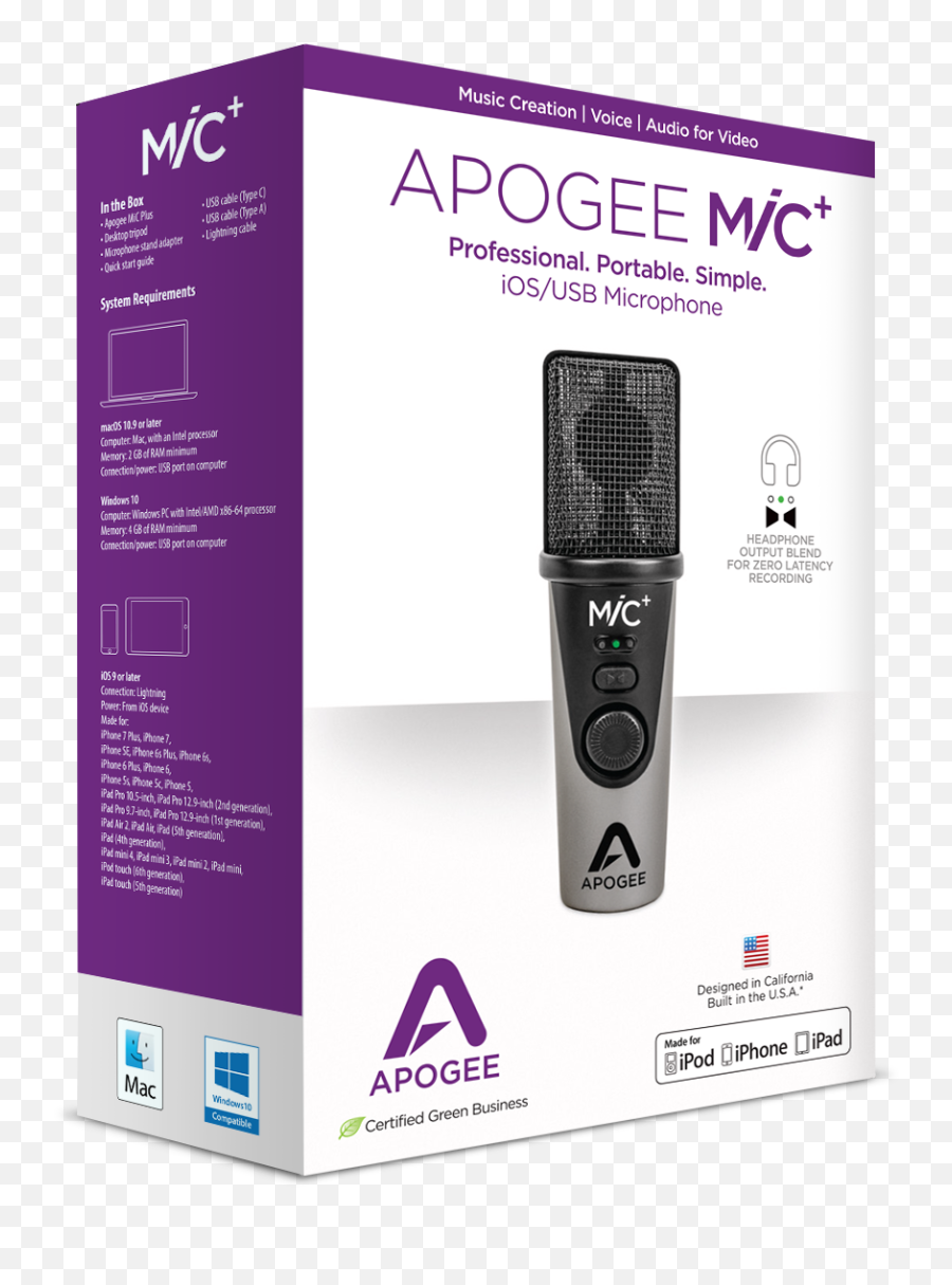 Specifications - Mic Apogee Electronics Apogee Mic Plus Box Emoji,How Can I Get Emojis On My Ipod Touch 6th Generation