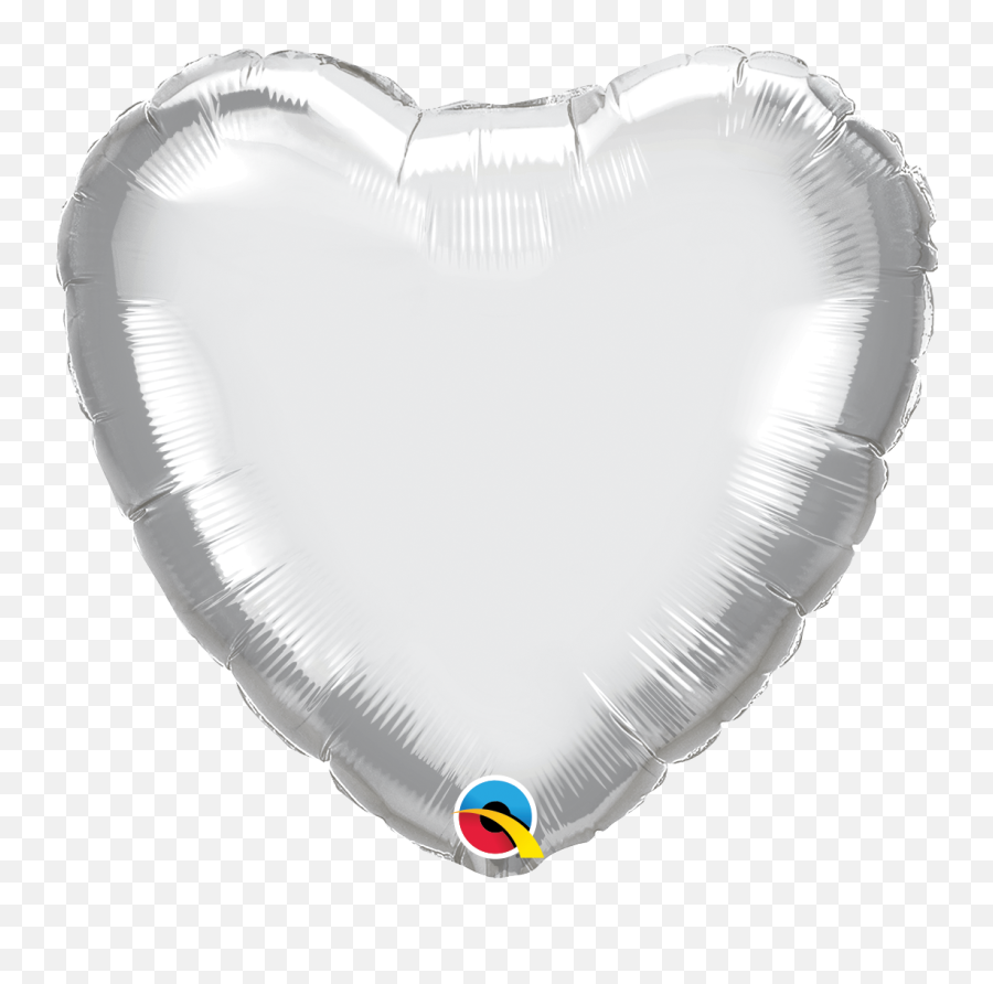 18 Heart Qualatex Chrome Silver Foil Balloon Bargain - Heart Balloon Transparent Rose Gold Emoji,Heart Shaped Mickey Emoji