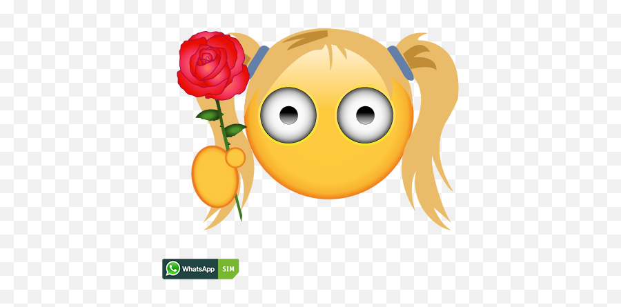 Erstauntes Emoticon Mit Großen Augen Und Rose Whatsapp Sim - Emoji Gute Besserung Smiley,Rose In Emoticon