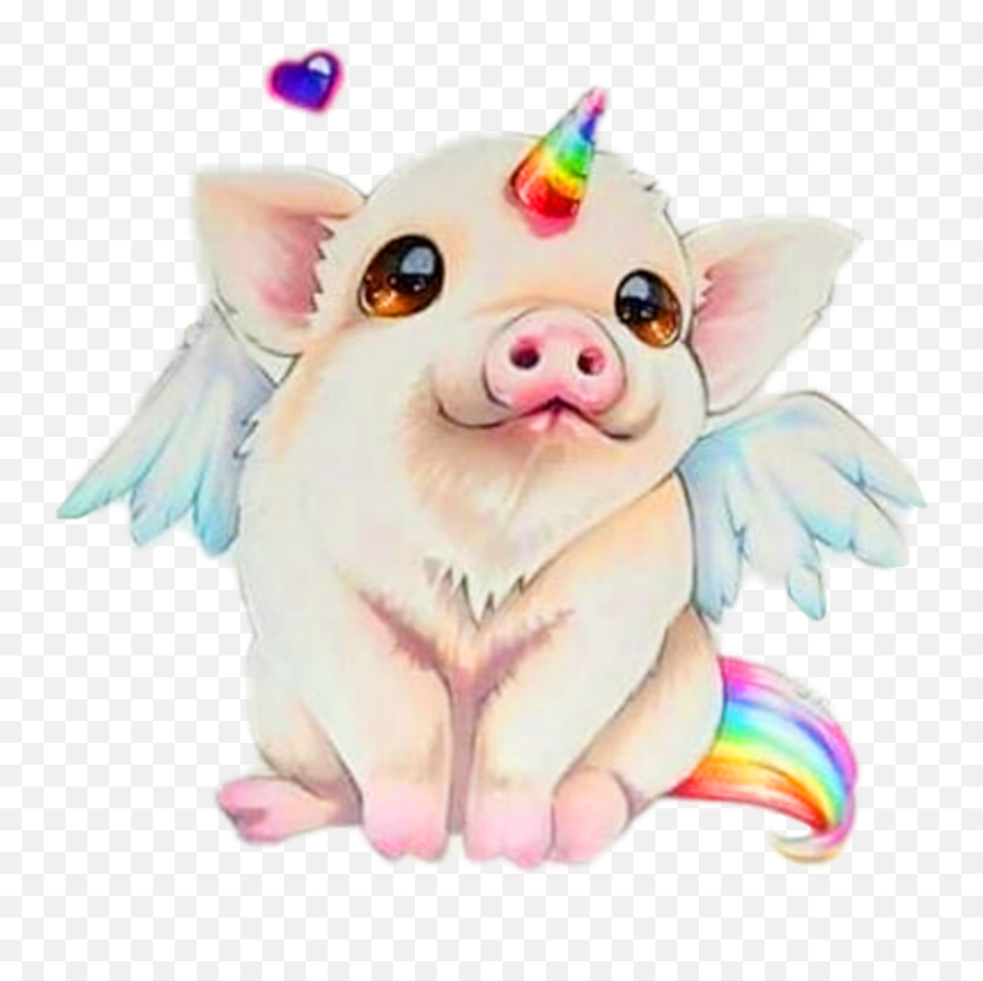 Girly Cute Sticker Pink Sticker - Unicorn Pig Drawing Emoji,Leaf Pig Emoji