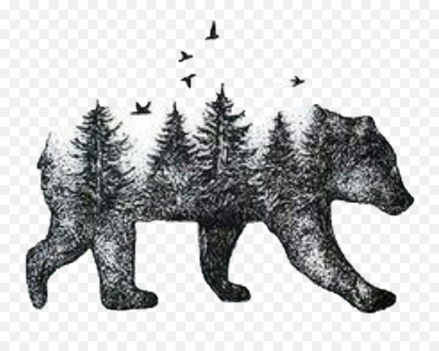 Bear Artwork Sticker By Aleisha - California Bear Tattoo Emoji,Black Bear Emoji