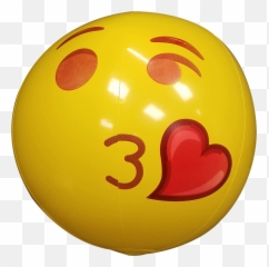 Emoji Beach Ball Blow Kiss - Happy,Flex Emoji