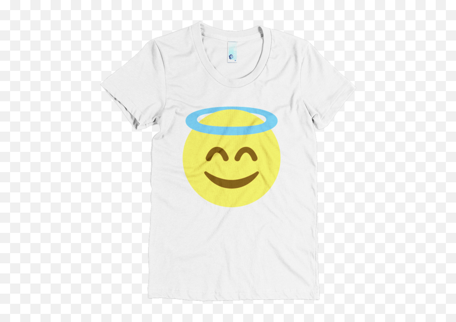 Download Angel Emoji T - Shirt A Face With A Halo Above Dog Happy,Blank Face Emoji