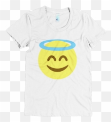 Download Angel Emoji T - Shirt A Face With A Halo Above Dog Happy,Blank Face Emoji