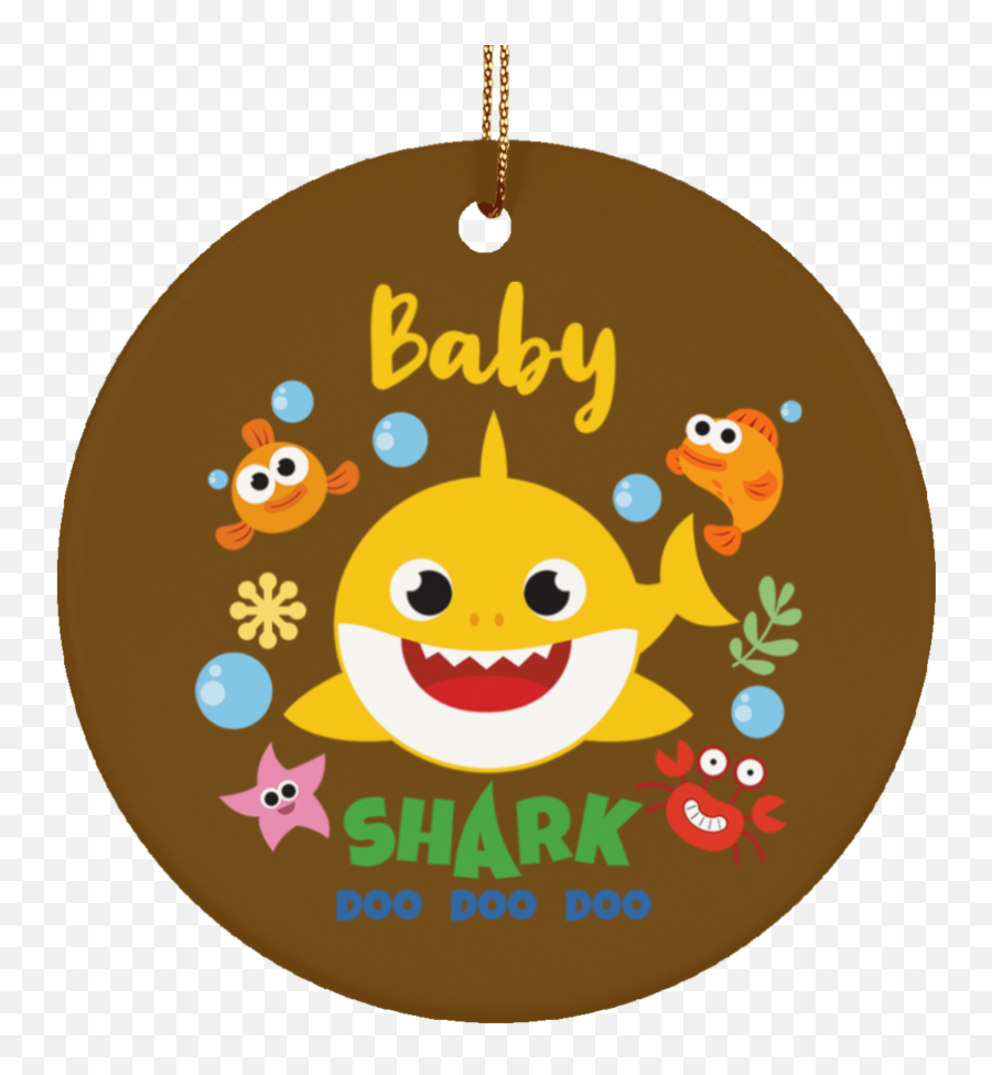 Baby Shark Ceramic Circle Ornament U2013 Frank Asper Designs - Happy Emoji,Ornament Emoticon