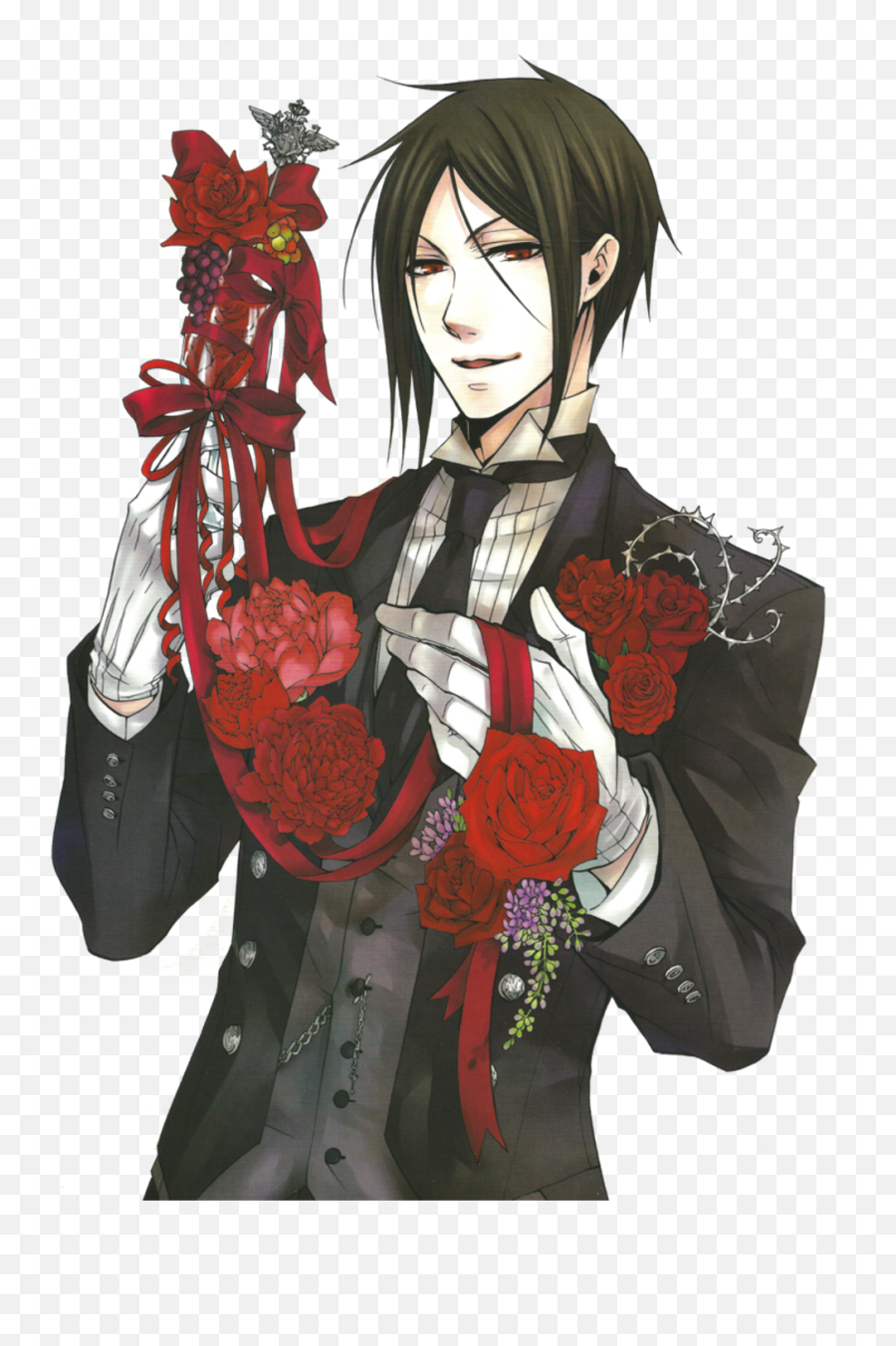 Download - Sebastian From Black Butler With Rose Emoji,Sebastian Emoticons Black Butler