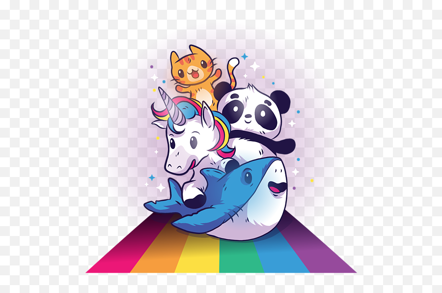 Shark Cute Rainbow Animals Duvet Cover - Panda Rainbow And Unicorn Emoji,Panda Emoticon Face Character Print Tank Top