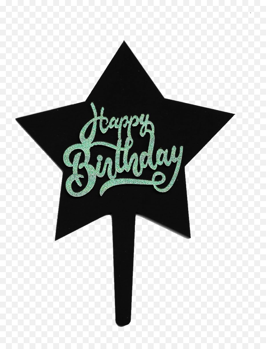 Happy Birthday Cake Topper - Black Star Acrylic Language Emoji,Hppy Birthday Text Emojis