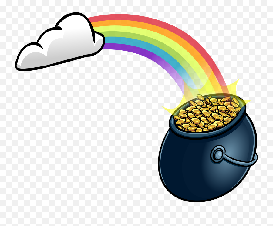 Rainbow With Pot Ou0027 Gold Club Penguin Wiki Fandom - Rainbow Pot Of Gold Emoji,Emoji Arco Iris