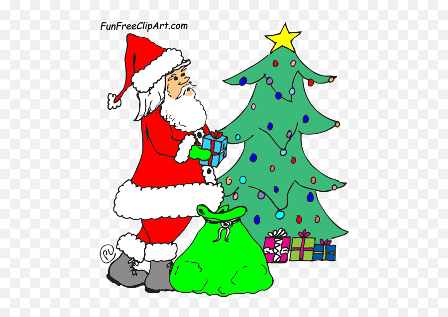 Santa Putting Presents Under Christmas Tree Clipart Free Emoji,Pee Emoticon Christmas Decoration