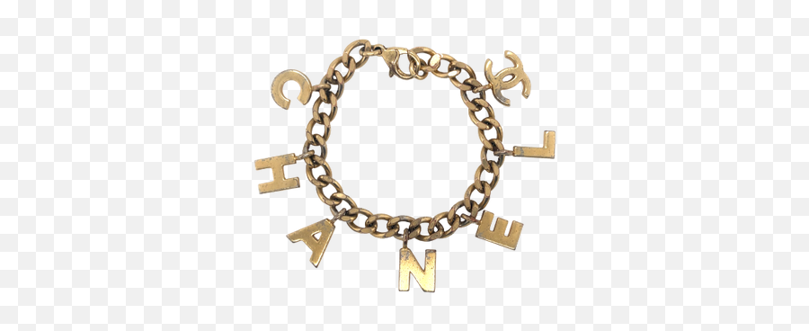 Chanel - 02a Logo Charm Bracelet Gold Plated Chain Letters Emoji,Chains Emoji