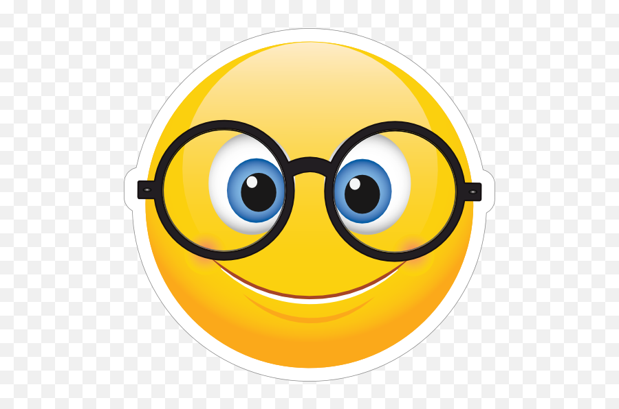 Cute Round Glasses Emoji Sticker - Cute Emoji With Glasses,Glasses Emoji