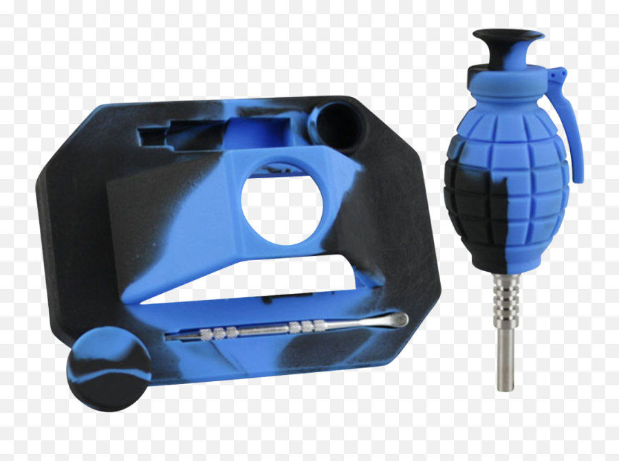Silicone Vapor Straw - Black And Blue Grenade Nectar Collector Emoji,Grenade Emoji 256x256