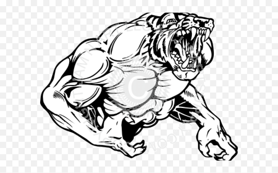 Tiger Clipart Muscle - Muscle Tiger Png Download Full Black And White Tiger Cartoon Png Logo Emoji,Facebook Arm Flex Emoticon
