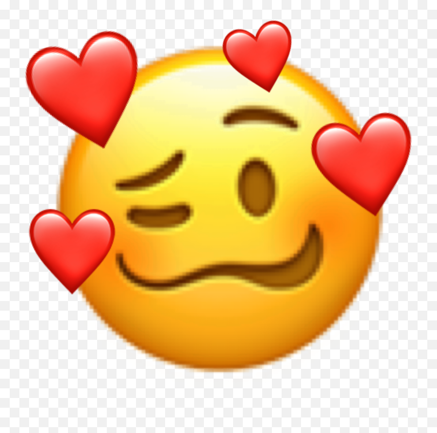 Emoji Hearts Love Shy Sticker - Shy Emoji With Hearts,Banana Emoticon