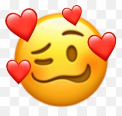 Emoji Hearts Love Shy Sticker - Shy Emoji With Hearts,Banana Emoticon