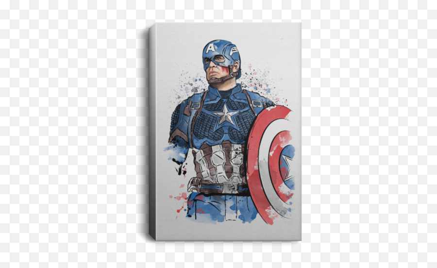 Portrait Canvas Wall Art U2013 Pop Up Tee - Captain Marvel T Shirt Water Colour Emoji,Captain America Facebook Emoticon