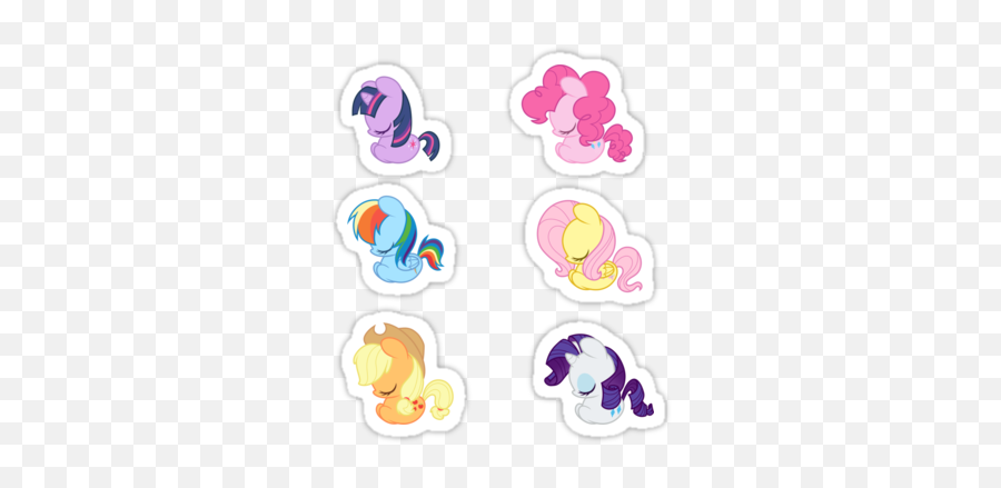 Sleepy Ponies - Mane 6 Set Stickers By Jimhiro Redbubble Emoji,Dan And Phil Emoji Cupcake