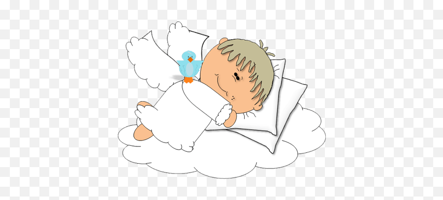 Bedtime For Baby Angel Asleep On Cloud With Two Pillows - Angel Emoji,Bedtime Emoji