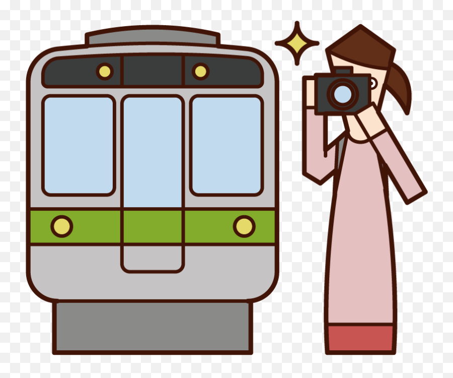 Illustration Of A Woman Taking A Picture Of A Train With A Emoji,Train Emoji