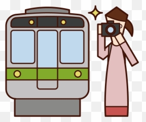 Illustration Of A Woman Taking A Picture Of A Train With A Emoji,Train Emoji