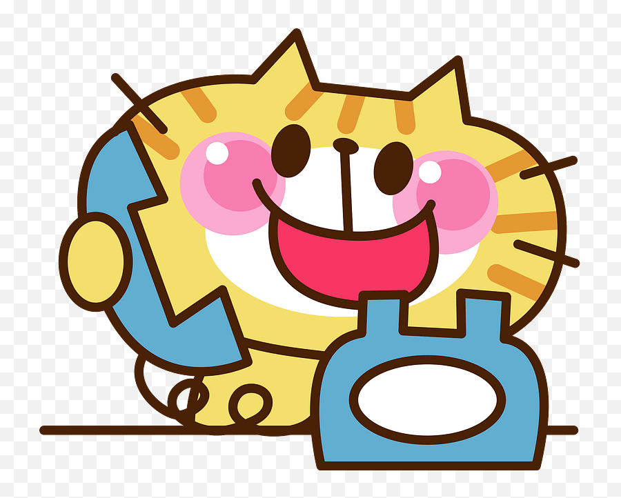 Yellow Cat Is Using The Telephone Clipart Free Download - Happy Emoji,Emoji Talking On Phone