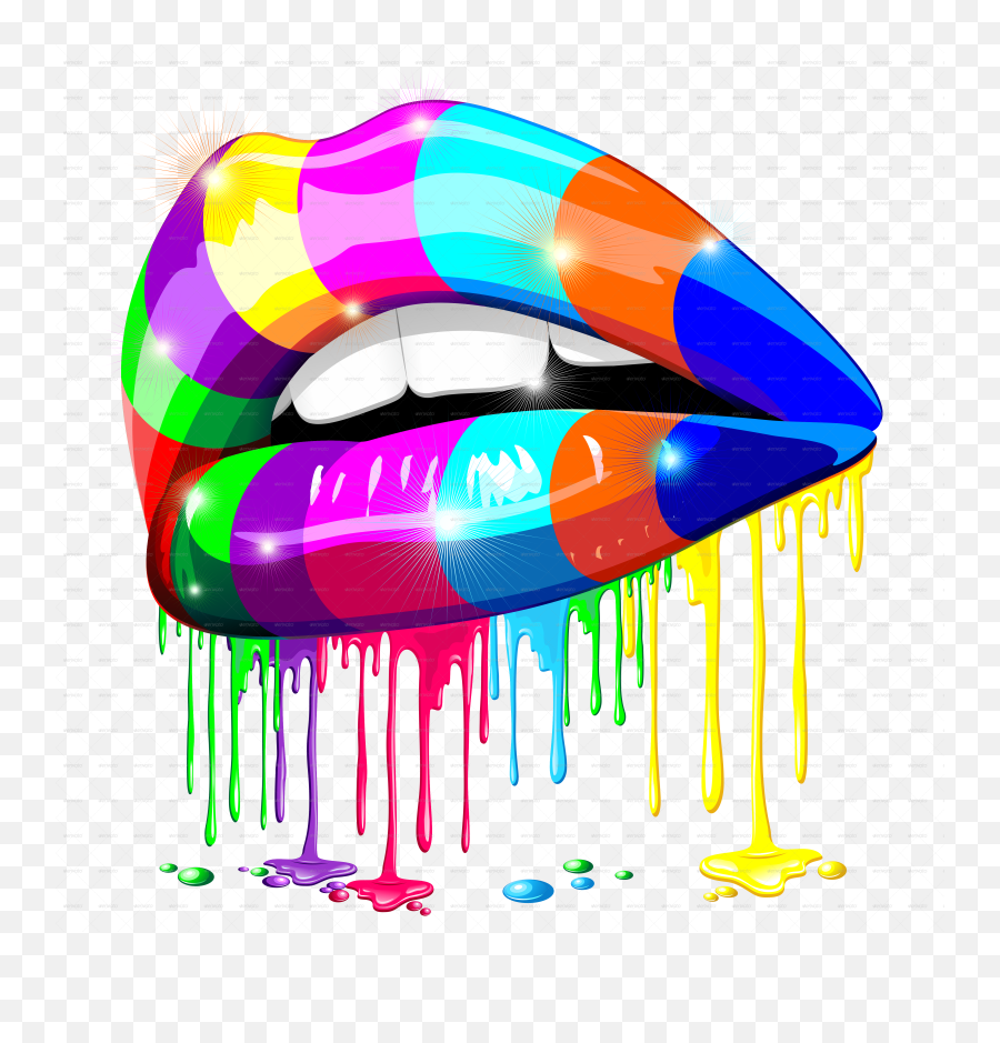 Pin - Rainbow Dripping Lips Emoji,Psychedelic Emoji