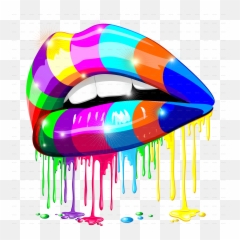 Pin - Rainbow Dripping Lips Emoji,Psychedelic Emoji
