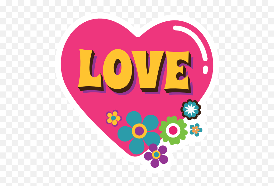 Pink Heart With Flowers Hippie Sticker - Girly Emoji,Pink With Emoji Letter L