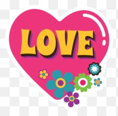 Pink Heart With Flowers Hippie Sticker - Girly Emoji,Pink With Emoji Letter L