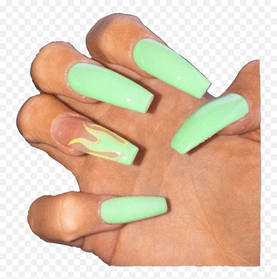 Baddie Nails Nail Nailart Nailpolish - Green Acrylic Nails Emoji,Finger Nail Painting Emoji